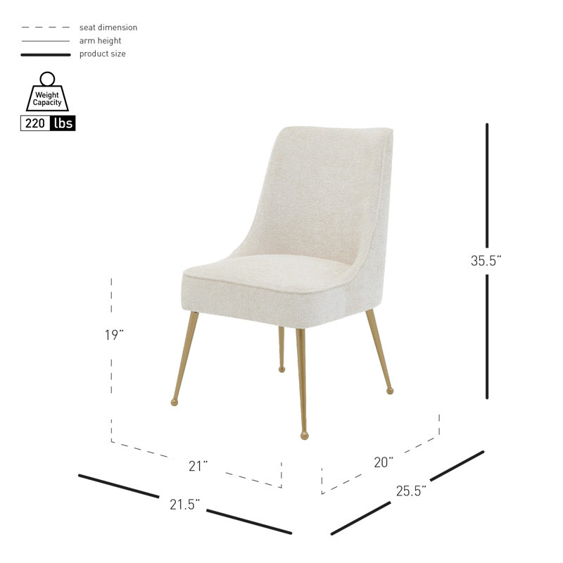 Opus Gray Upholstered Side Chair with Brass Painted Metal Legs