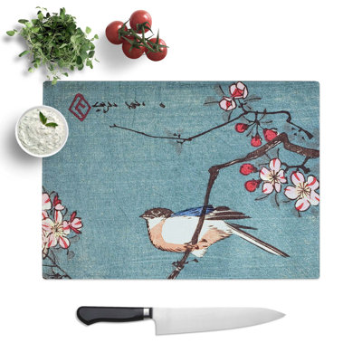Tempered Glass Bullfinch Bird Chopping Board