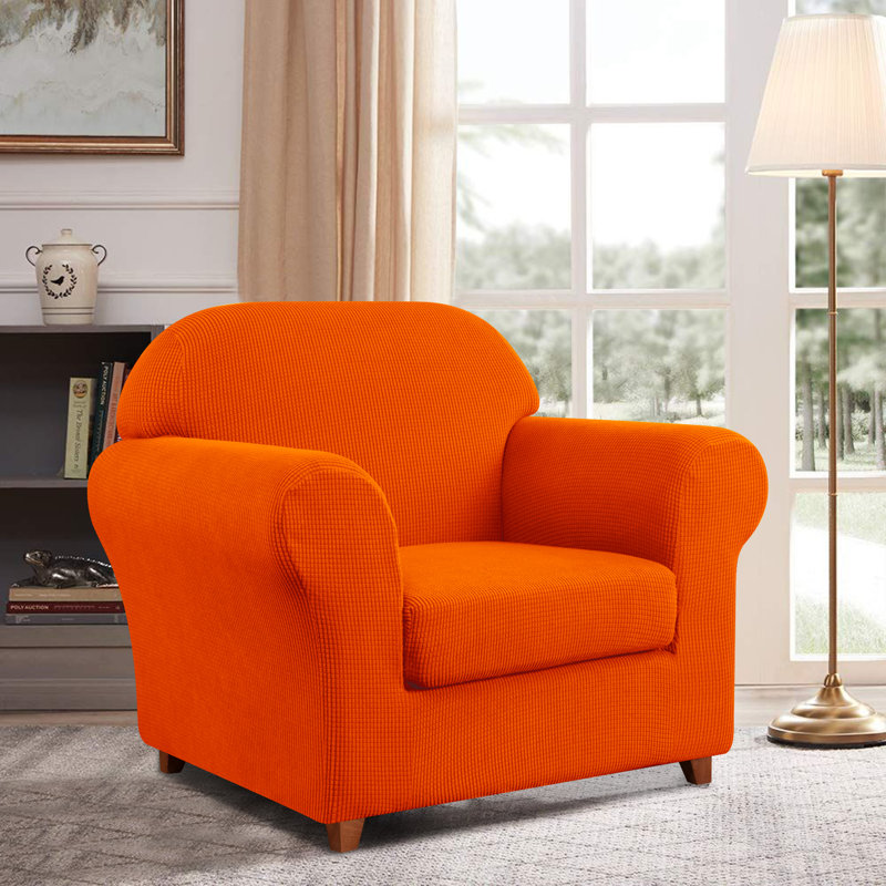 Box Cushion Armchair Slipcover, Orange