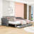 Twin XL Upholstered Daybed with Two Drawers,Trundle and LED Light-469779576
