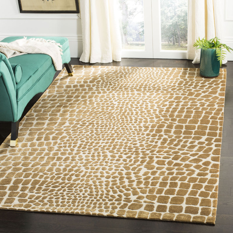 Tapis vert en soie / laine / lin noué à la main Chaffee, Rectangle 7 pi 9 po x 9 pi 9 po