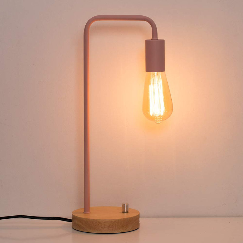 Lampe de bureau rose en bois pour lampes