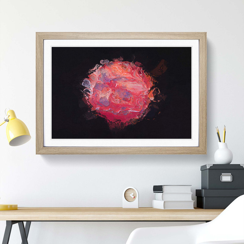 View of Love in Abstract - Picture Frame Painting Print, 50cm H x 76cm W x 2cm D, Oak