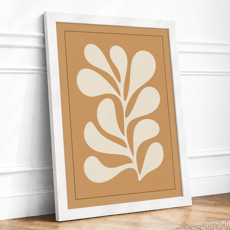 Cream Fan Botanical - Framed Print, A4 - 29.7 x 21.0 cm, White