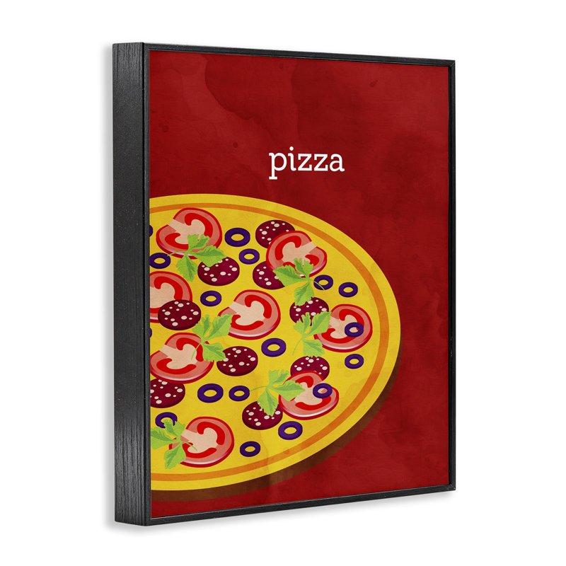 «Tasty Savory Pizza», estampe numérique, design par Kim Allen, H 14 po x l 11 po, Giclée encadrée noir minuit