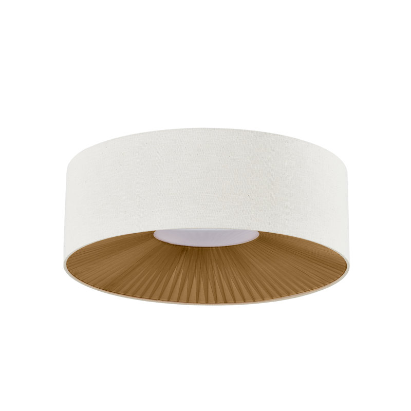 Textile - Warren Drum Flush-Mount - Cream Linen Fabric Shade - 24”L x 24”W x 9”H