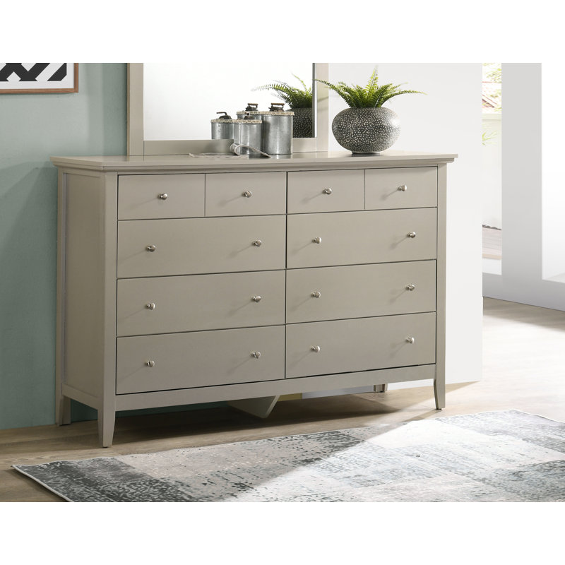 Hammond 8 Drawer 59" Double Dresser, Silver