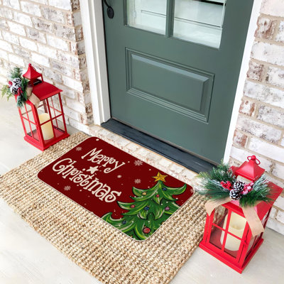 Paillasson Xmas Tree Snowflakes Red Merry Christmas
