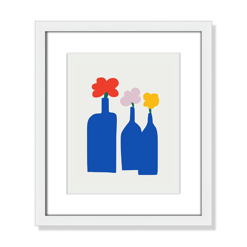 «Bold Blooms Trio Print» par Dean, Blanc satiné, Matted Print, L 13 po x H 15 po