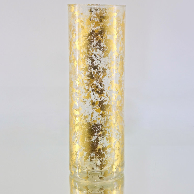 Leiston Gilded Glass Cylinder Vase, Gold, 12" H x 4" W x 4" D