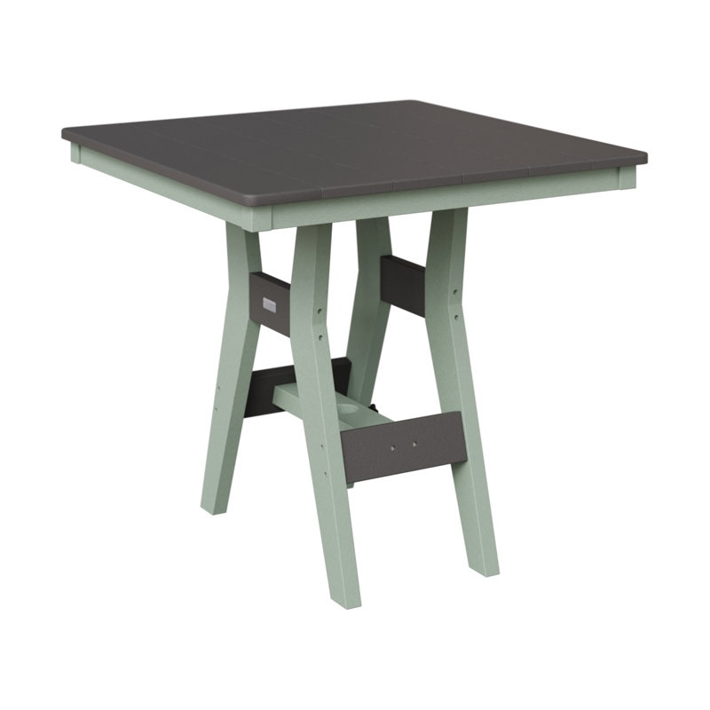 Harbor Outdoor Square Dining Table, Smoke Gray, 30.37" H x 33" W x 33" D, Seafoam