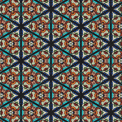 Tapis brun/bleu à motifs