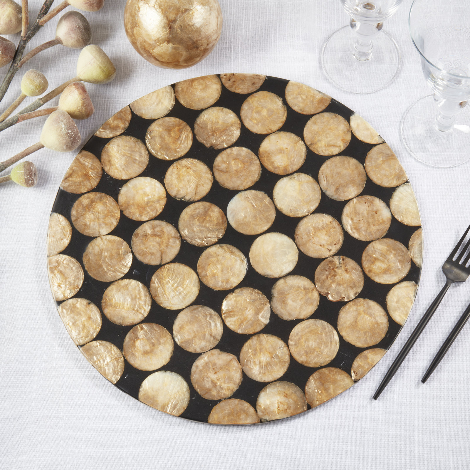 Talaria Collection Talaria Capiz Placemat, Black