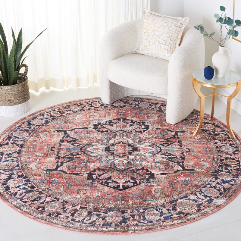 Tapis oriental lavable à la machine Manaper Serapi Performance, Rond 6 pi 7 po