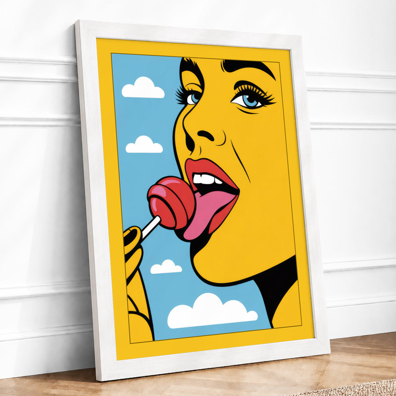 Playful Lollipop Pop Art - Framed Print, A2 - 59.4 x 42.0 cm, White