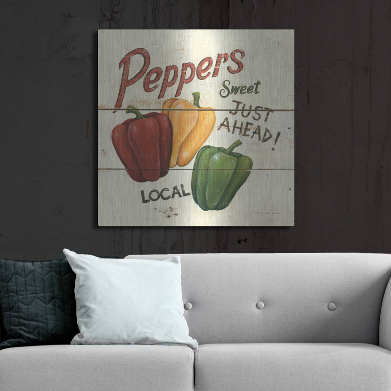 «Sweet Peppers» par David Carter, art mural en métal brun, 36 po x 36 po