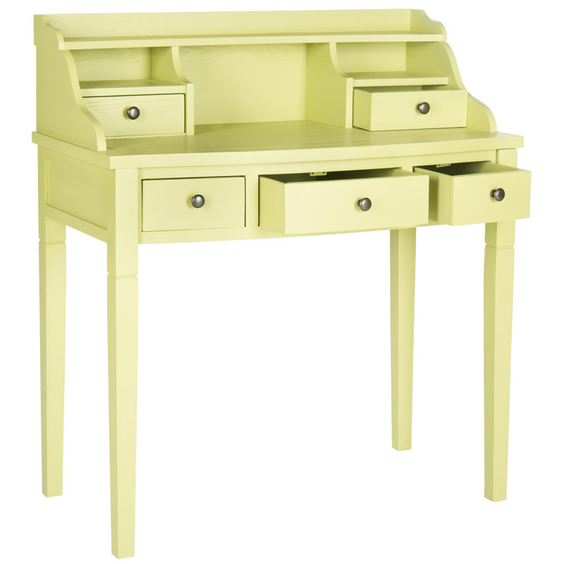 Paignt Secretary Desk with Hutch, Split Pea