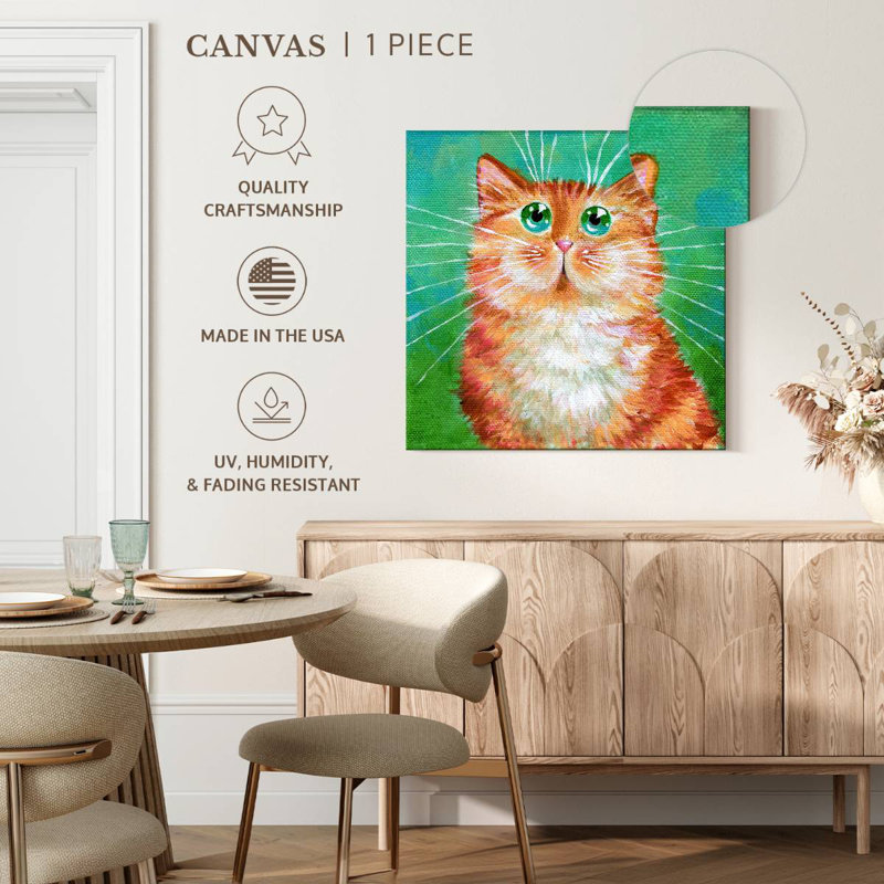 Crowle Ginger Tabby sur Super Green, H 20 po x l 20 po