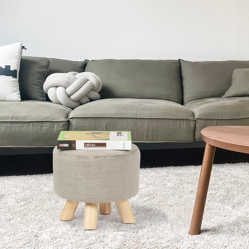 Cenka Upholstered Ottoman, Mint Gray Polyester