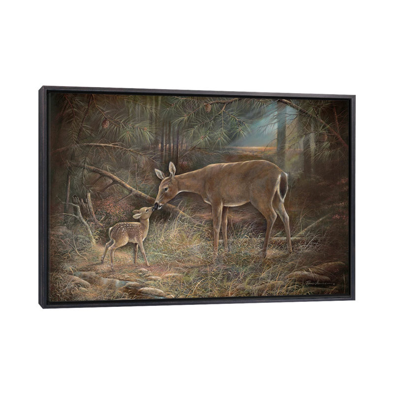 Tender Moments par Ruane Manning - reproduction d'art, H 32 po x l 48 po x P 1,5 po, Toile avec cadre noir patiné, Aucun mat
