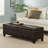 Brown PU Leather Storage Ottoman Bench - Multi-Functional Seating and Hidden Storage Solution