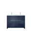 Meuble-lavabo double bleu marine 48 po X P 20 po D, ensemble en marbre de culture et robinet chromé-117978730-117978724
