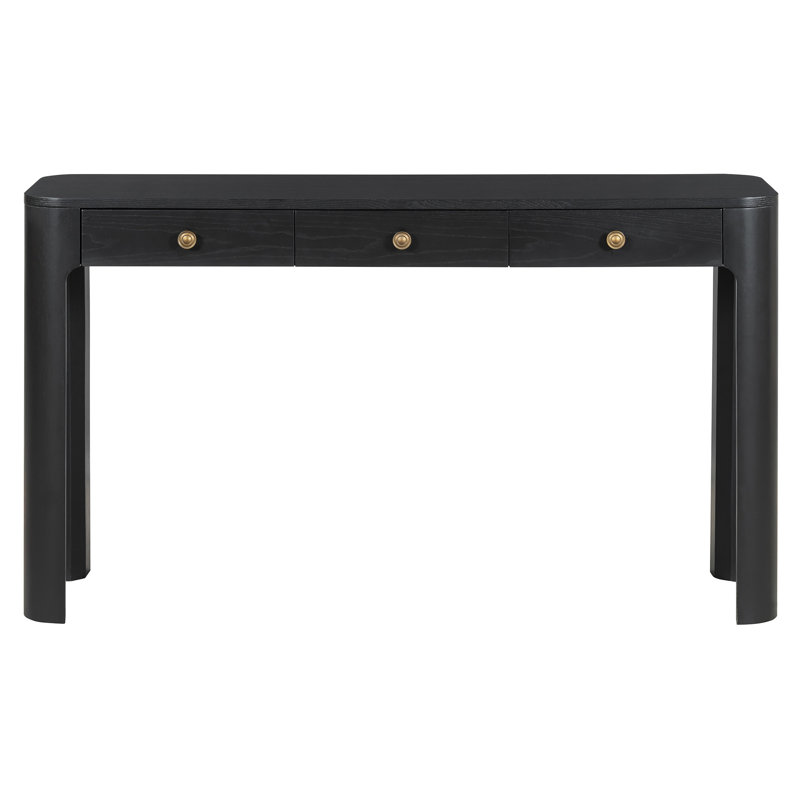 Console 52 po en bois noir avec trois tiroirs
