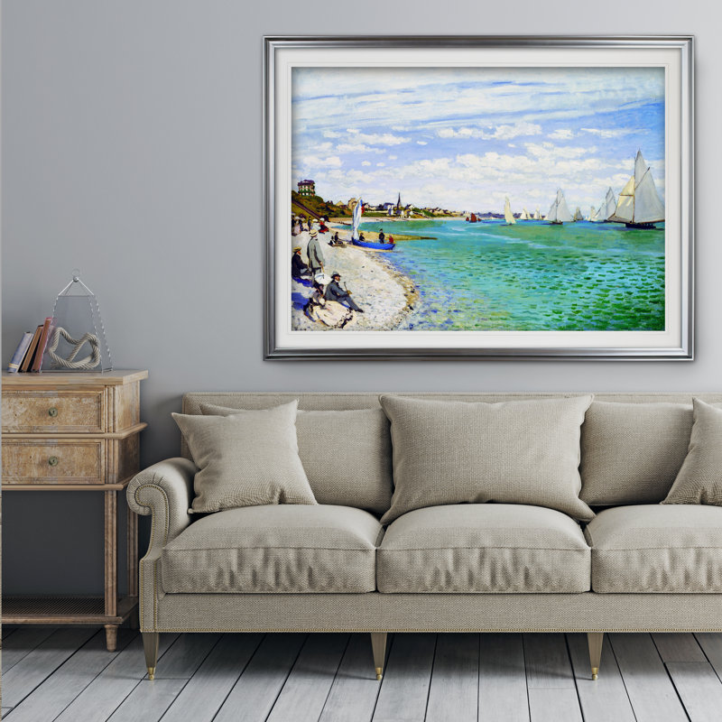 «Regatta at Sainte» par Claude Monet, reproduction, Cadre argenté, H 28 po x l 38 po x P 1,5 po