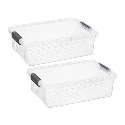  Boîtes de rangement transparentes avec couvercles, contenants en plastique sans BPA de 22,5 pintes, bacs de rangement, caisses empilables, bacs de rangement pour la maison, le bureau, l'école et le dortoir, paquet de 2