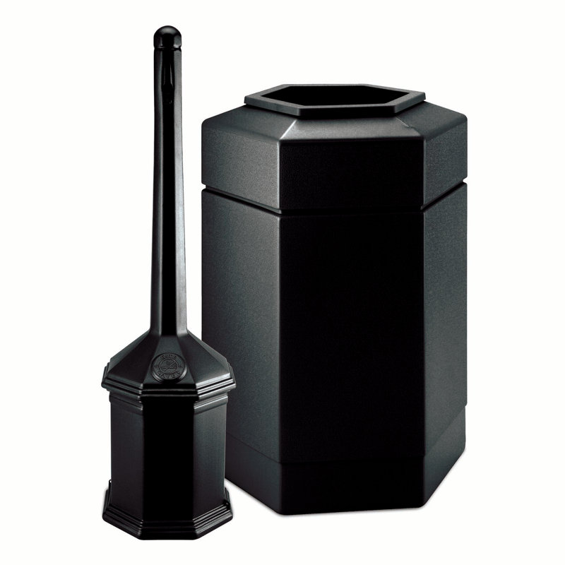 Commercial Zone Smokers' Outpost Trash Can & Urn Combination, Black