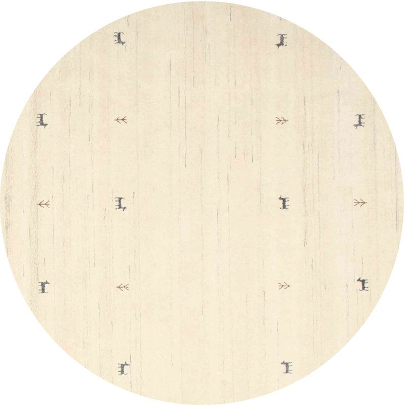 Surface beige contemporaine tapis Soldado, Rond 3 pi