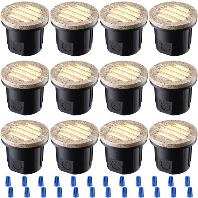 6W Well Lights LED Low Voltage 12-24V In-Ground Lighting, 3000K, UL Listed, Marbling Pattern