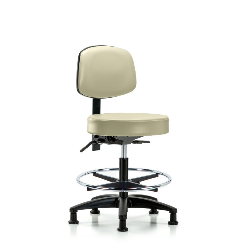 Tabouret de laboratoire à hauteur ajustable avec base en nylon Monserrat, Adobe, Patins