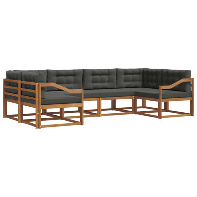 Ensemble de canapés d'extérieur avec coussins vidaXL 6 pièces naturel et anthracite