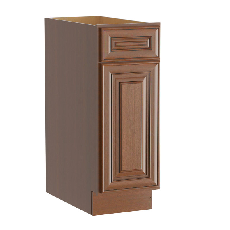 HomLux Plywood Ready-to-Assemble Base Cabinet with Adjustable Shelves and Soft Close, Cameo Scotch, 12" H x 34.5" W