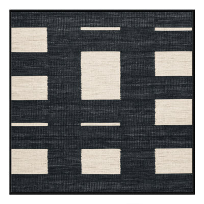 Machine Washable Checkered Black Area Rug