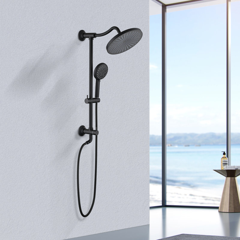 Douche coulissante à 5 réglages - Noir mat double tête 1,8 GPM réglable Résistant au jet et à la corrosion et à la décoloration