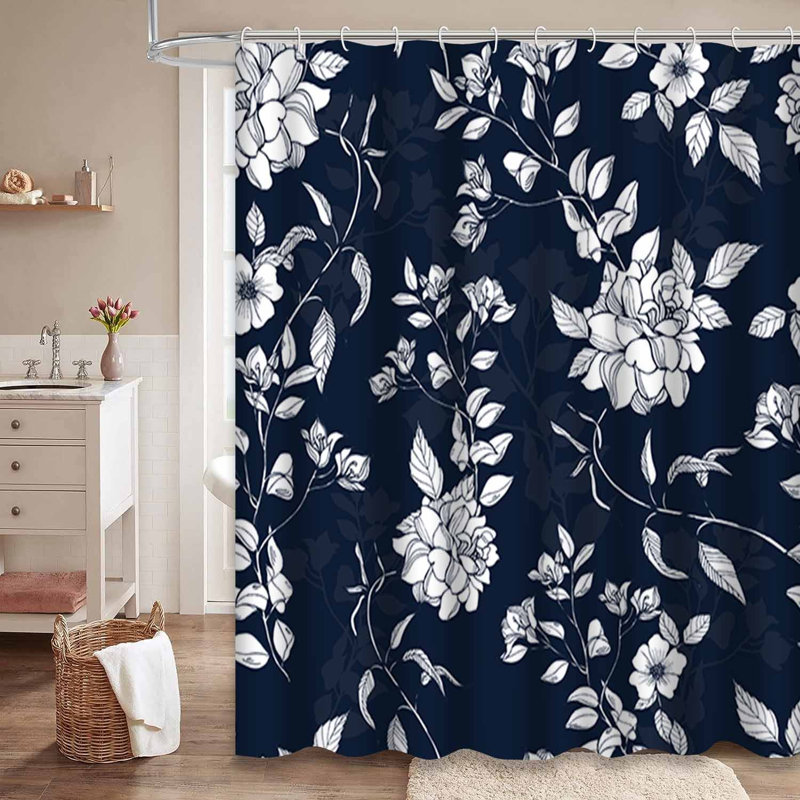 Rideau de douche romantique avec 12 crochets, L 72 po x l 84 po