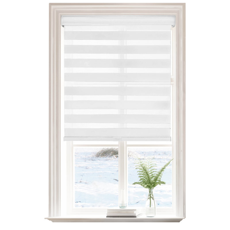 Store zébré sans cordon filtrant la lumière, L 35 po x L 72 po, Blanc