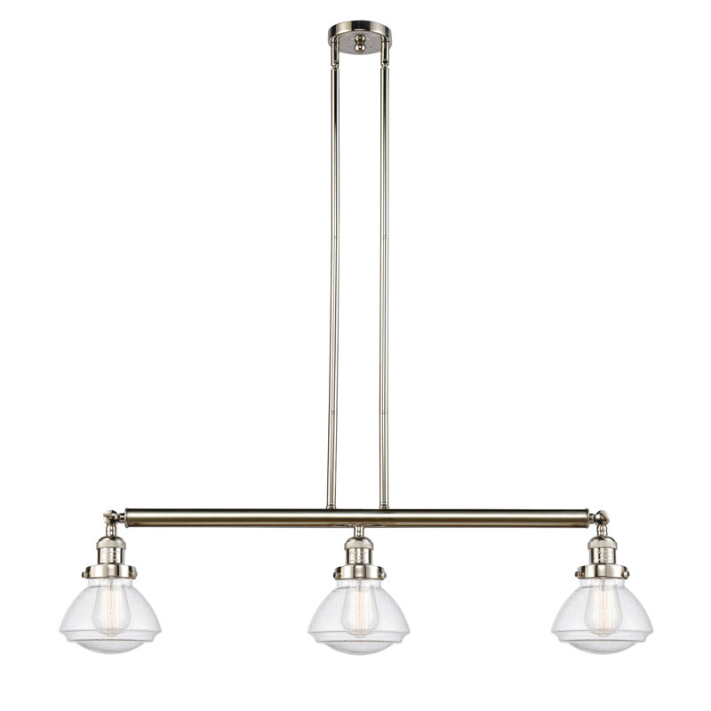 Chesterville 3 - Light Kitchen Island Pendant, Satin Gold, Seedy, 6 Watt Vinage LED Bulb