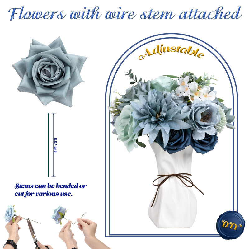 Boîte combinée de fleurs artificielles pour bricolage mariage bouquet de douche