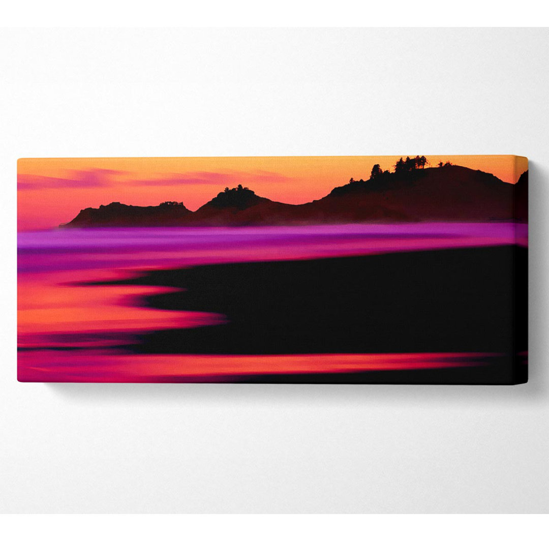 Surreale rote Meeresnächte - Panorama-Kunstdrucke auf Leinwand - Wrapped Canvas