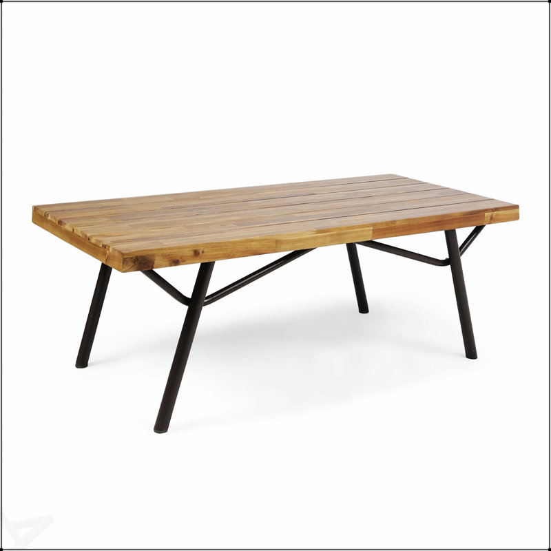 CANOGA Acacia Wood and Iron Outdoor Coffee Table, Durable and Stylish for Any Patio Setting