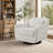 Upholstered Beige Chenille Swivel Oversized Lounge Armchair With Pillow And Metal Base-516806476
