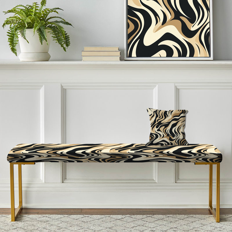 Rayures à motif zébré Mocha II - banc abstrait rembourré or