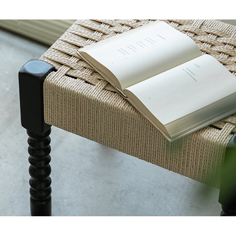 Banc rembourré noir, H 17,72 po x l 43,31 po x P 13,98 po