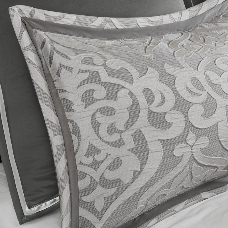 8 Piece Jacquard Comforter Set Silver/Silver