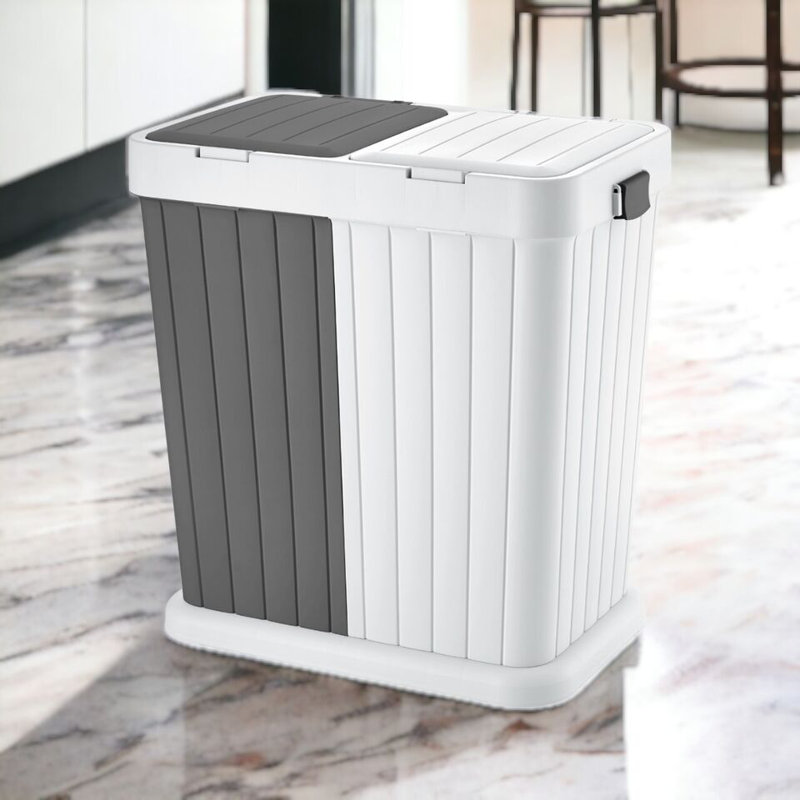 Plastic Laundry Basket, Anthracite/White