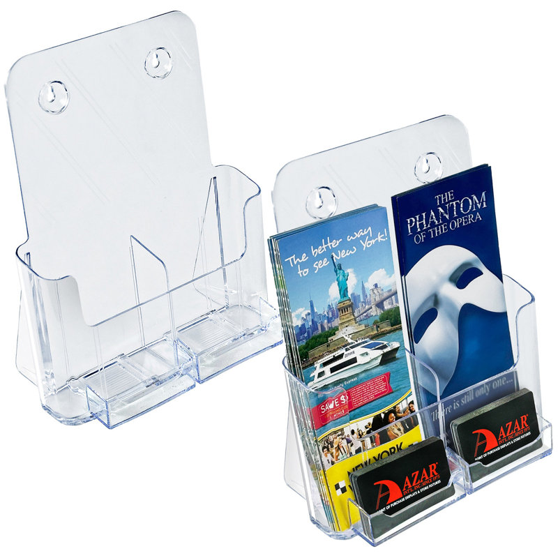 Porte-dépliant transparent, format lettre, pliable ou pliable avec 2 pochettes pour cartes de visite