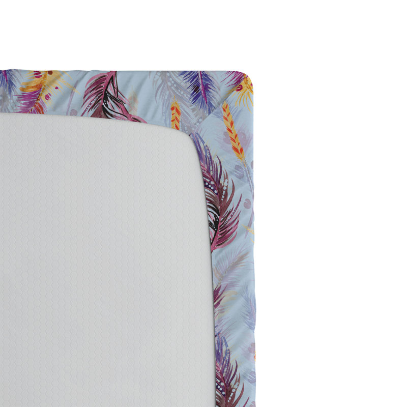 Drap-housse Ambesonne Boho Feathers, Drap-housse simple TG